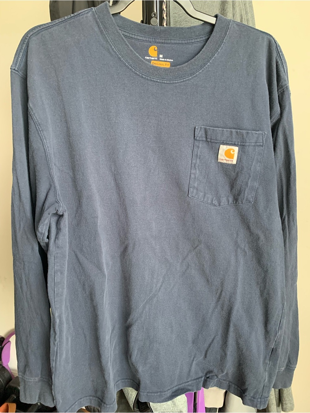 Carhartt Navy Blue T-Shirt with Yellow Logo